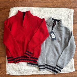 2 Tommy Hilfiger Zip-Up Sweaters in Red and Gray (NWT)